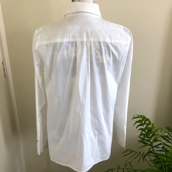 (Unknown) Size 12 White Tuxedo Knife Pleat Cotton Full Cuff Gold Button Shirt - Picture 6 of 15
